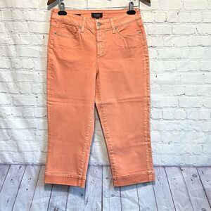 NYDJ Marilyn Crop Jeans Women's Coral Mid Rise Cropped Lift Tuck Denim Size 4